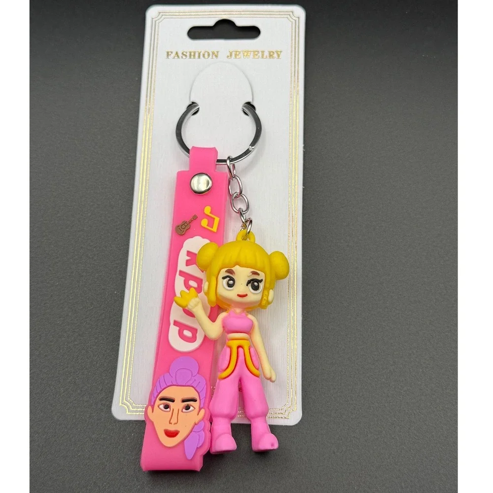 Pop Doll Character Keychain Pink Strap‎ Anime Manga Style Accessory